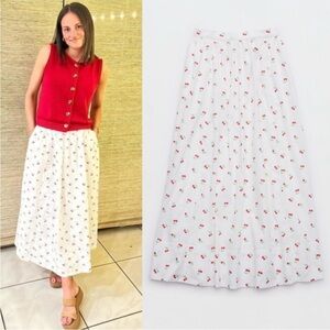 American Eagle Outfitters Cherry Maxi Skirt in White and Red